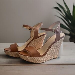 Michael Kors Jill Leather Wedge Sandals